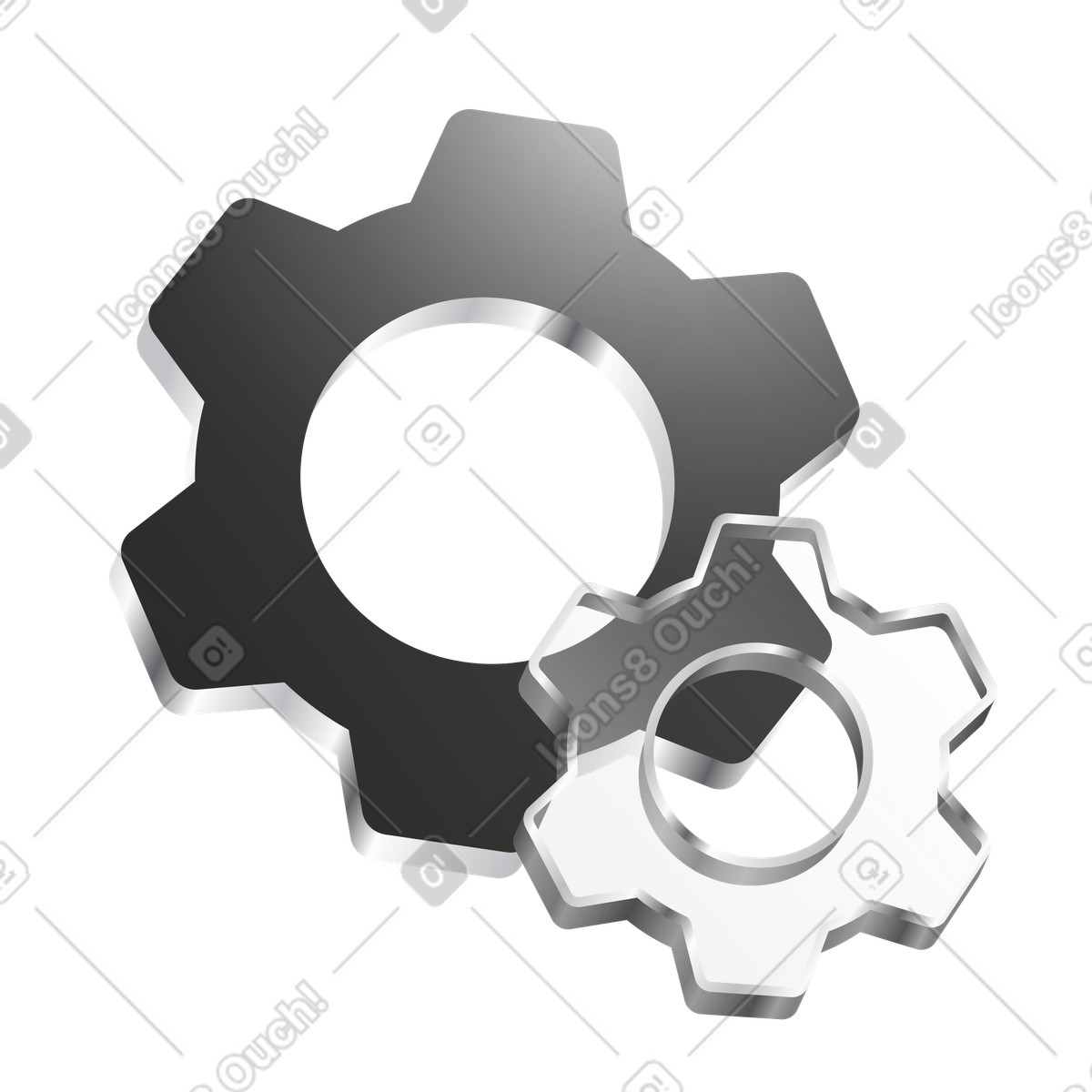 Metal gears overlapping, System settings and customization illustration in Token style download in PNG, SVG