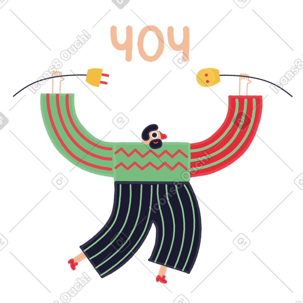 User with disconnected plugs 404 error, Page not found illustration in Stripy style download in PNG, SVG