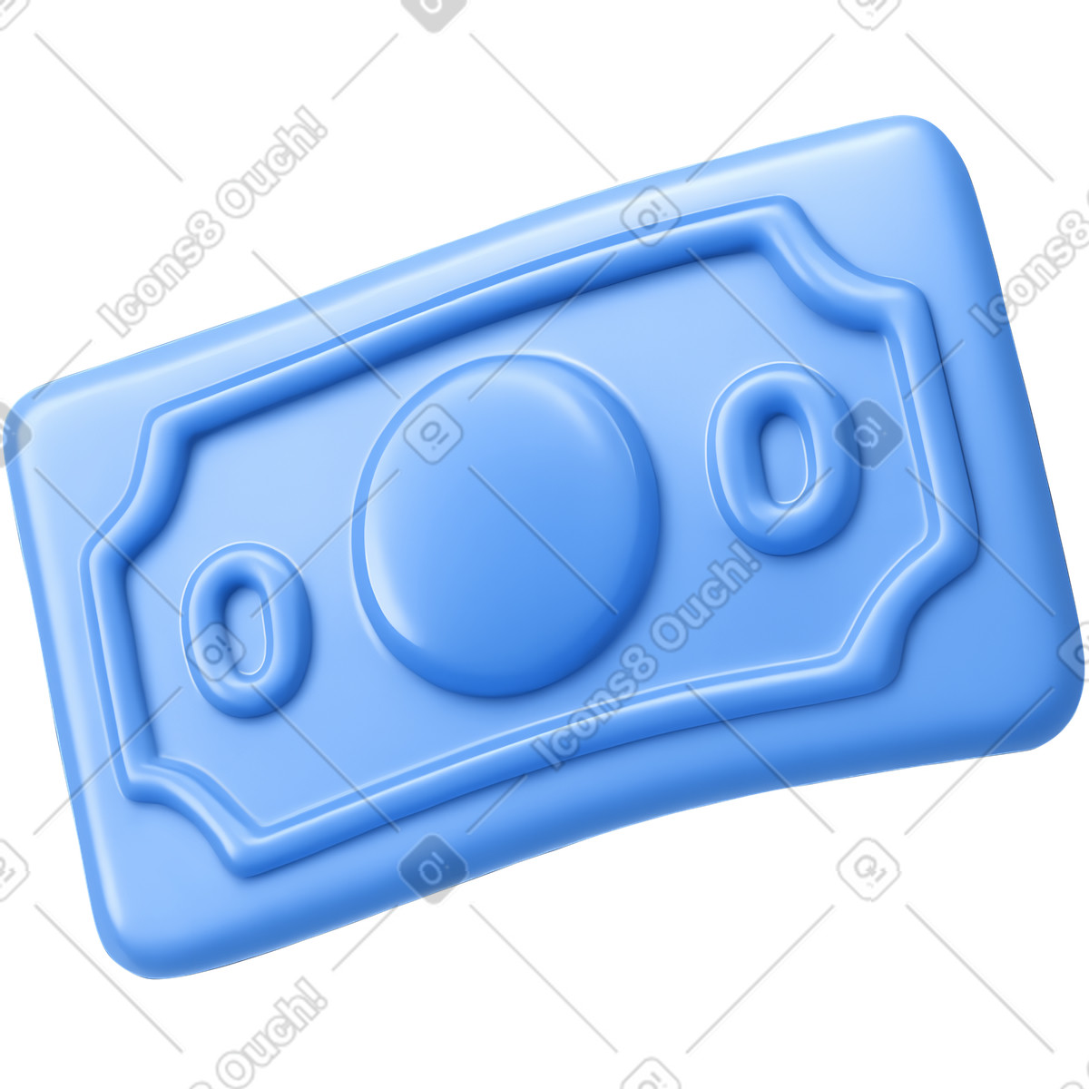 Blue plastic banknote-Illustration im 3D Cutie-Stil als Download in PNG, SVG