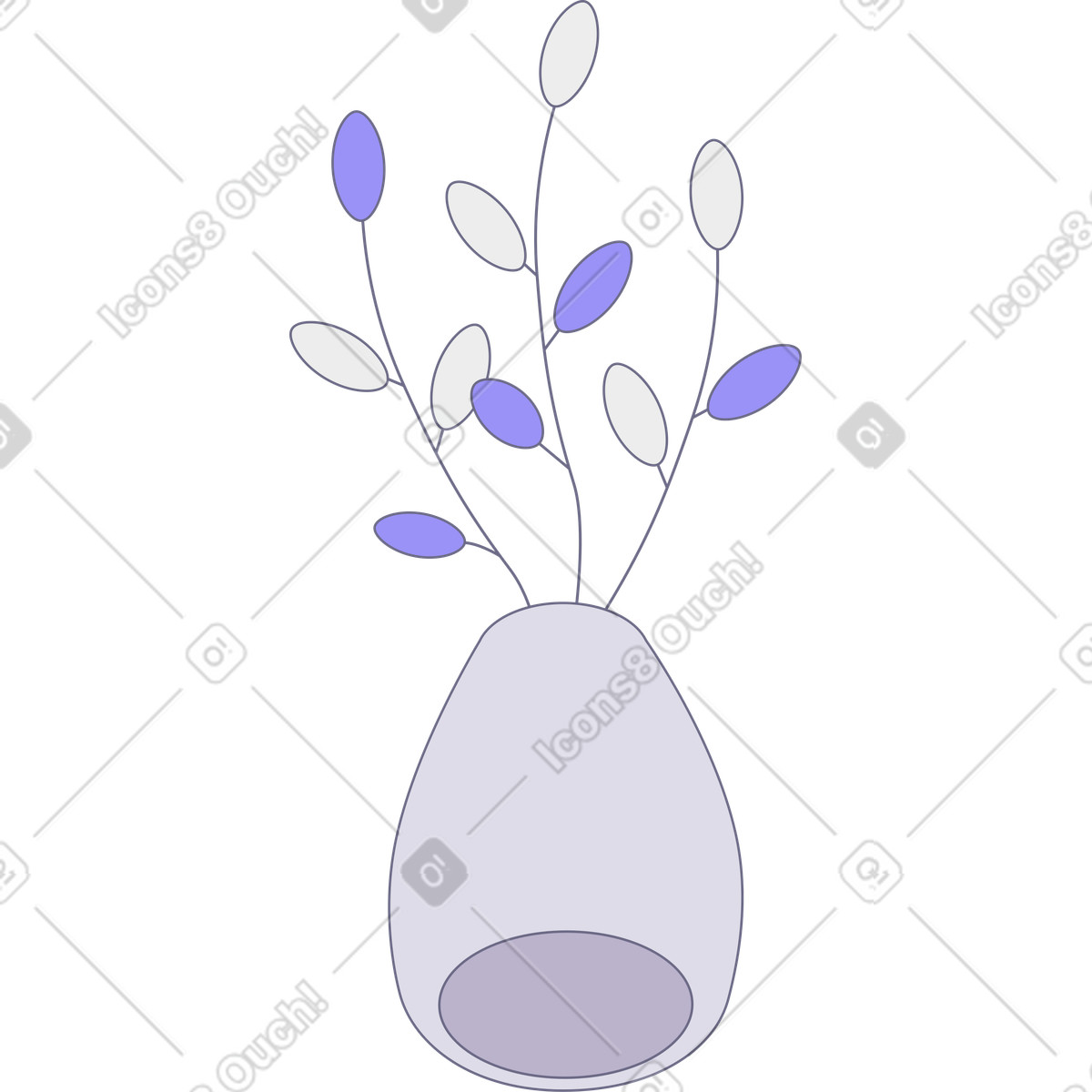 Modul スタイルの Vase with pussy willow のイラストをPNG、SVG形式でダウンロード
