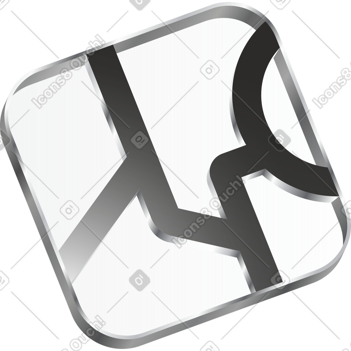 Ilustração de Map navigation symbol with metallic square button and curved route em no estilo Token para baixar em PNG, SVG