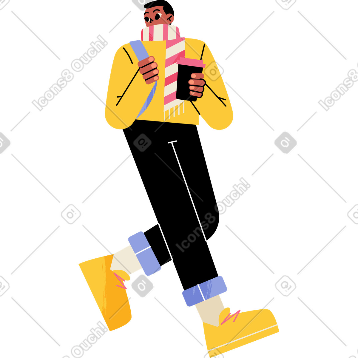 Young man with a cup of coffee illustration in Juicy style download in PNG, SVG