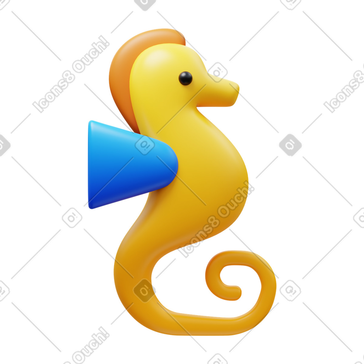Illustration Seahorse dans le style 3D Fluency à télécharger aux formats PNG, SVG