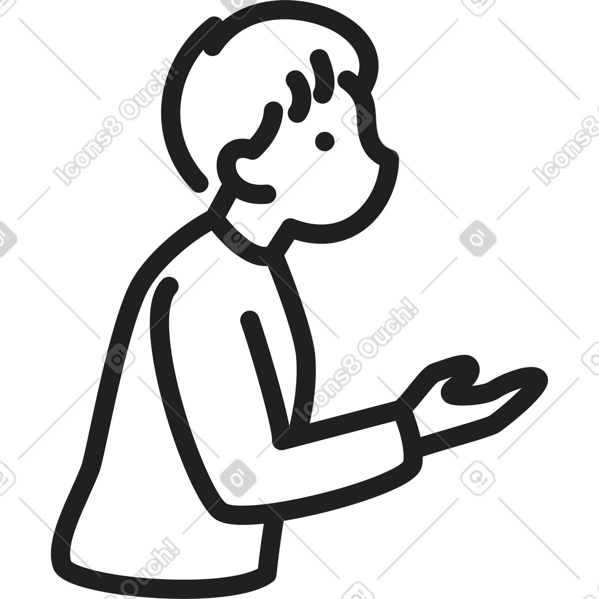 Mann mit ausgestreckter hand-Illustration im Little-Stil als Download in PNG, SVG