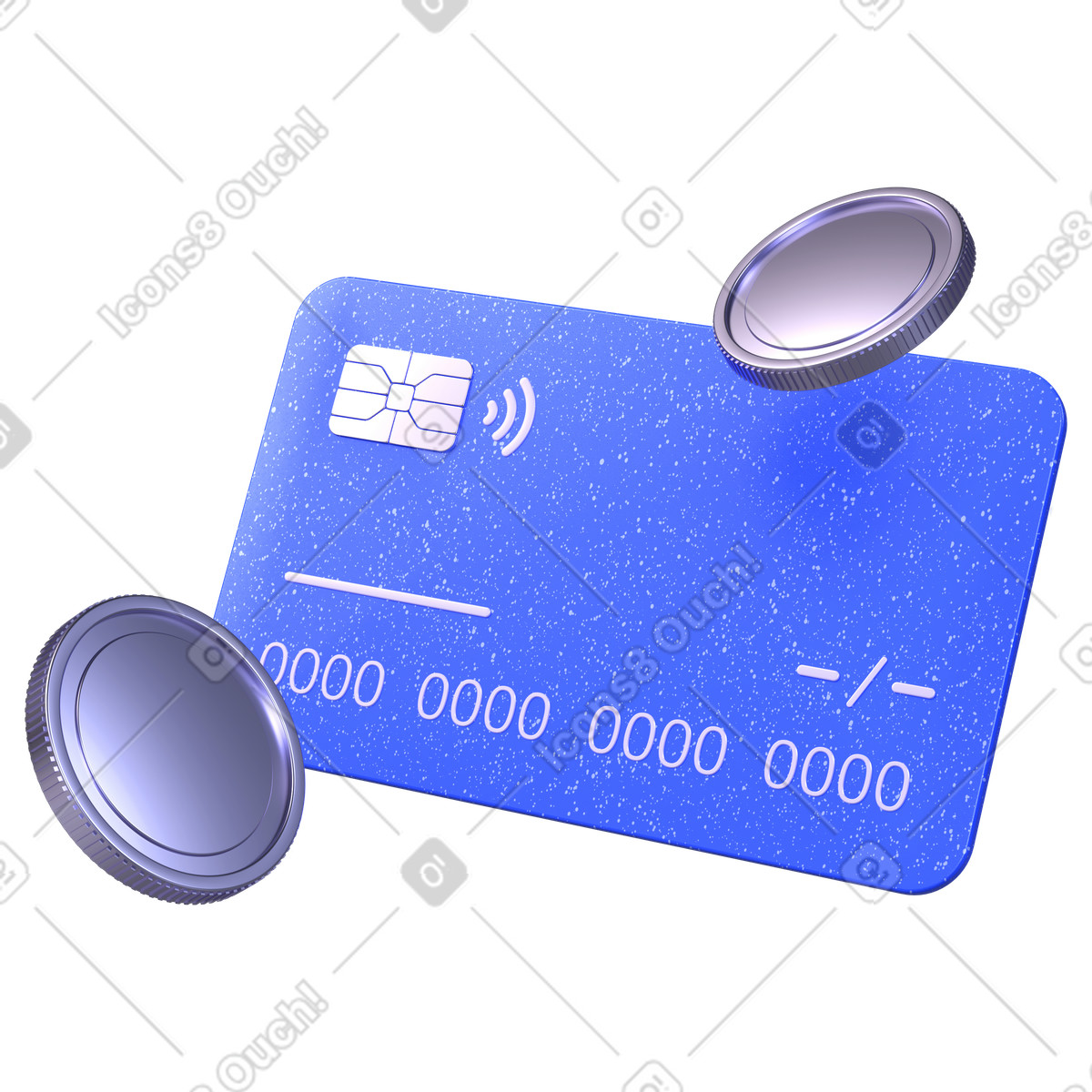Bank card and coins illustration in PNG, SVG