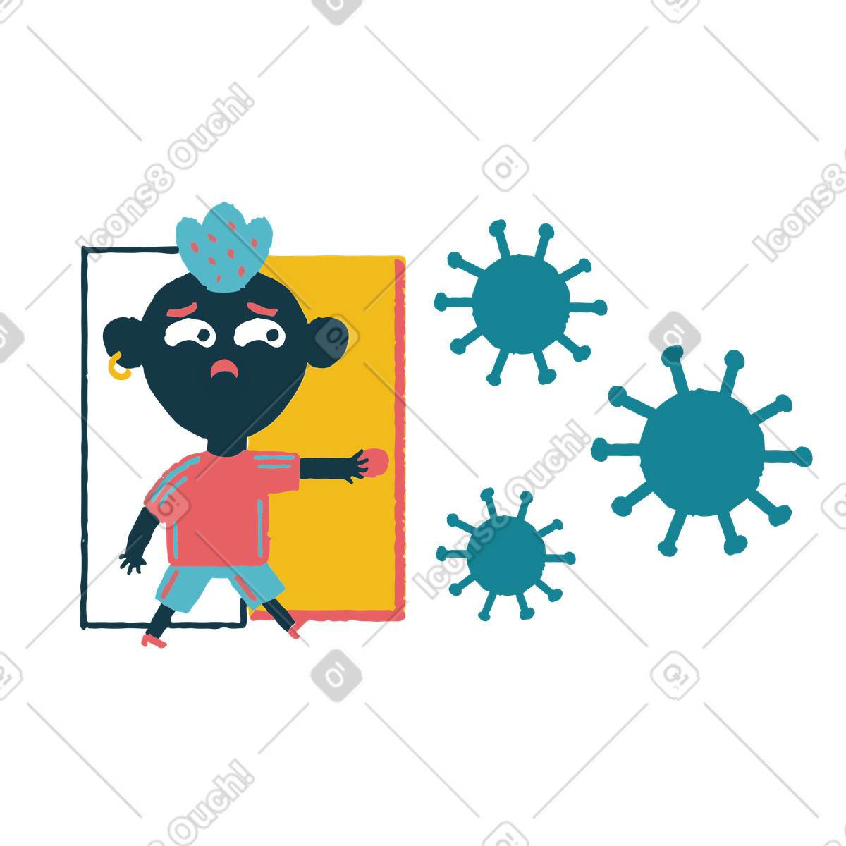 Ilustración Afuera es peligroso en estilo Flamenco a descargar en PNG y SVG