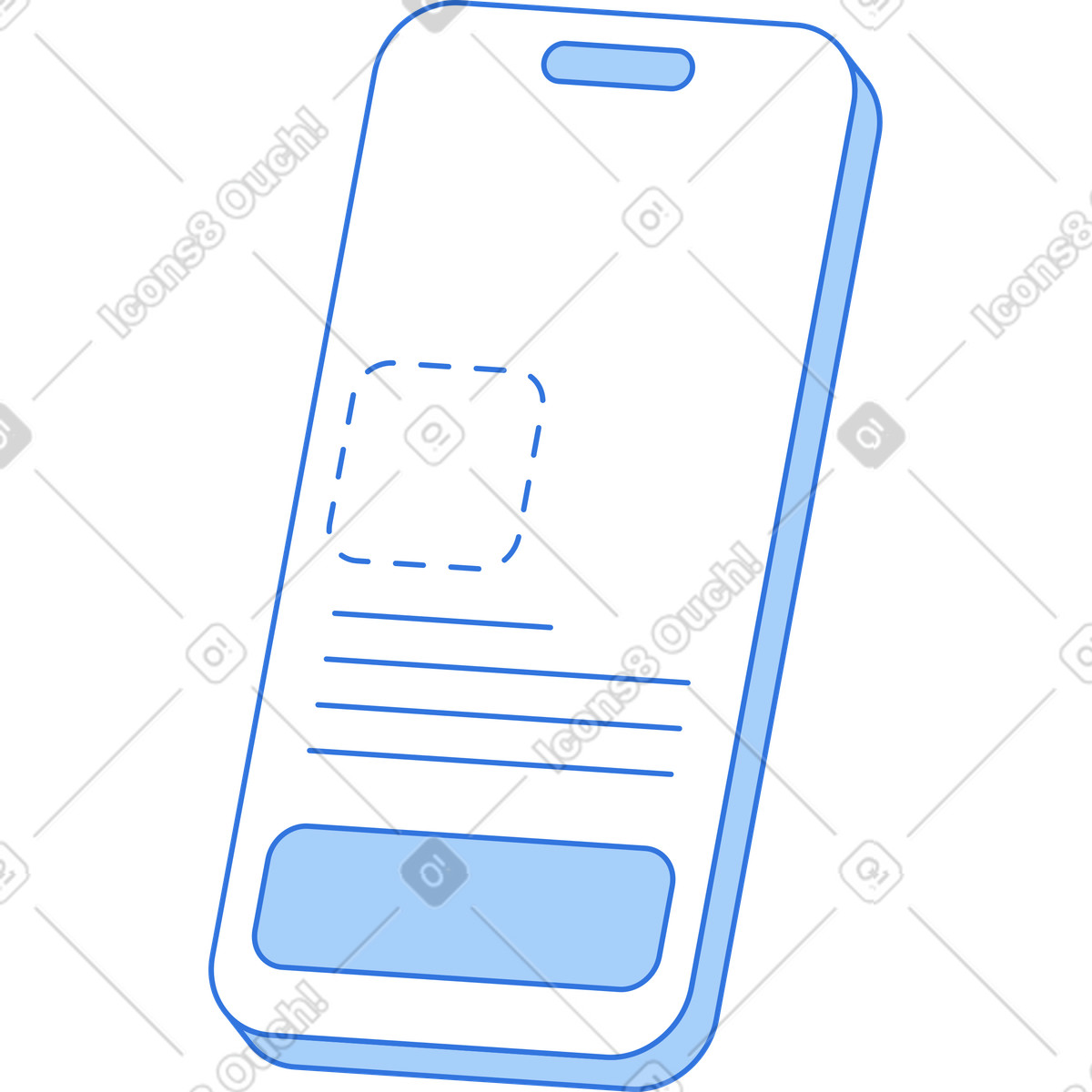 Phone with interface illustration in PNG, SVG