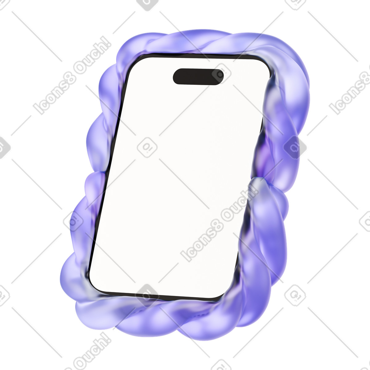 Illustration Smartphone dans un étui torsadé le style 3D Stickle à télécharger aux formats PNG, SVG