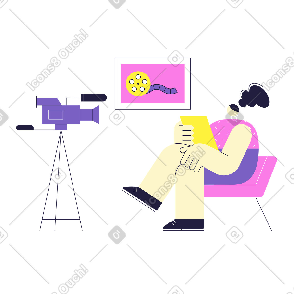 Video blog recensione di anteprime film illustrazione in stile Mellow scarica in PNG, SVG