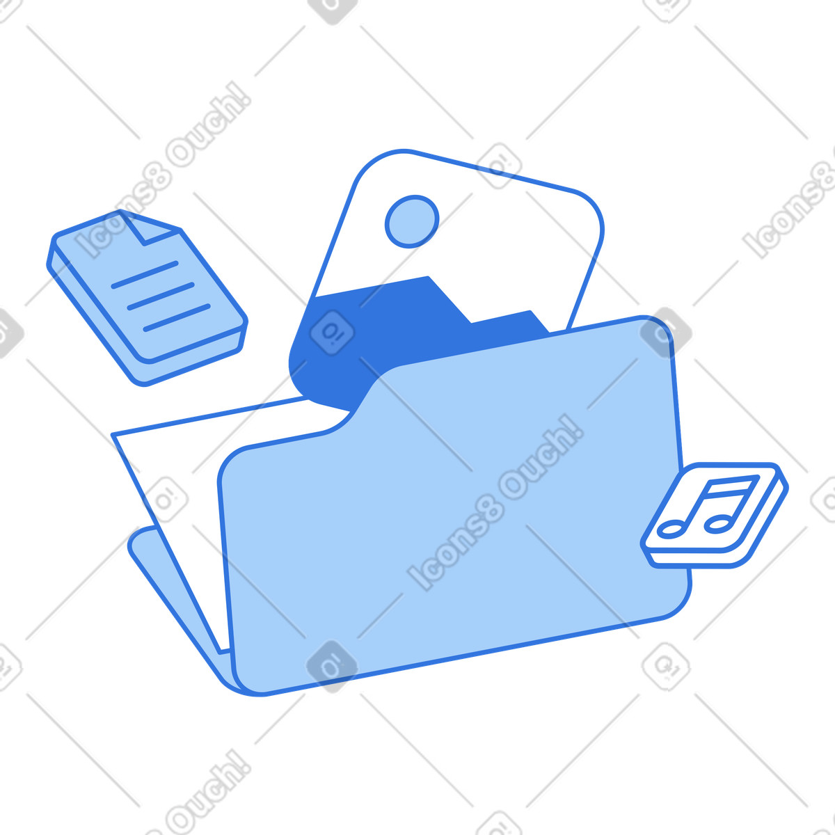 Folder Containing Multimedia File Types illustration in PNG, SVG