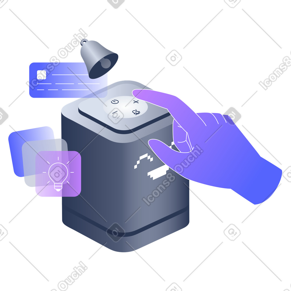 Digital Smart Home System with Speaker Control, Voice Assistant Integrated Device Management illustration in Lucent style download in PNG, SVG
