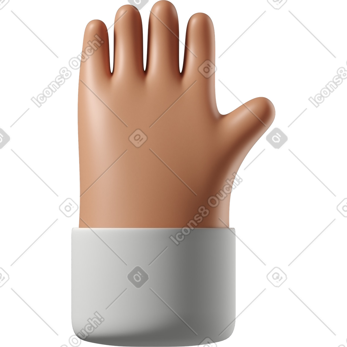 Erhöhte gebräunte hauthand-Illustration im 3D Hands Fun&Wild-Stil als Download in PNG, SVG