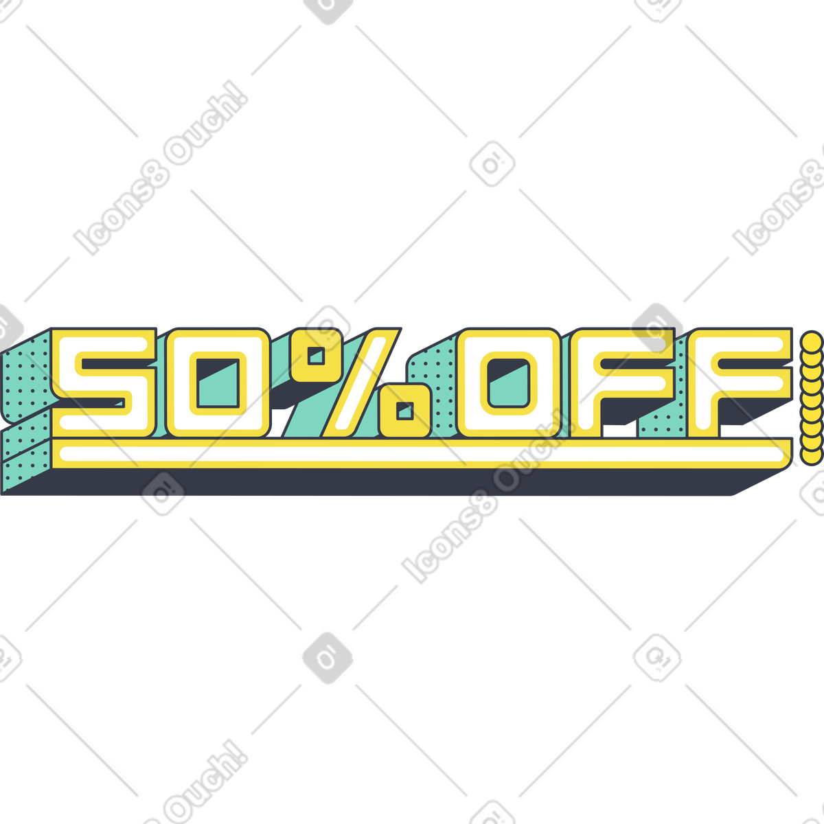 Abstract スタイルの Fifty percent off のイラストをPNG、SVG形式でダウンロード