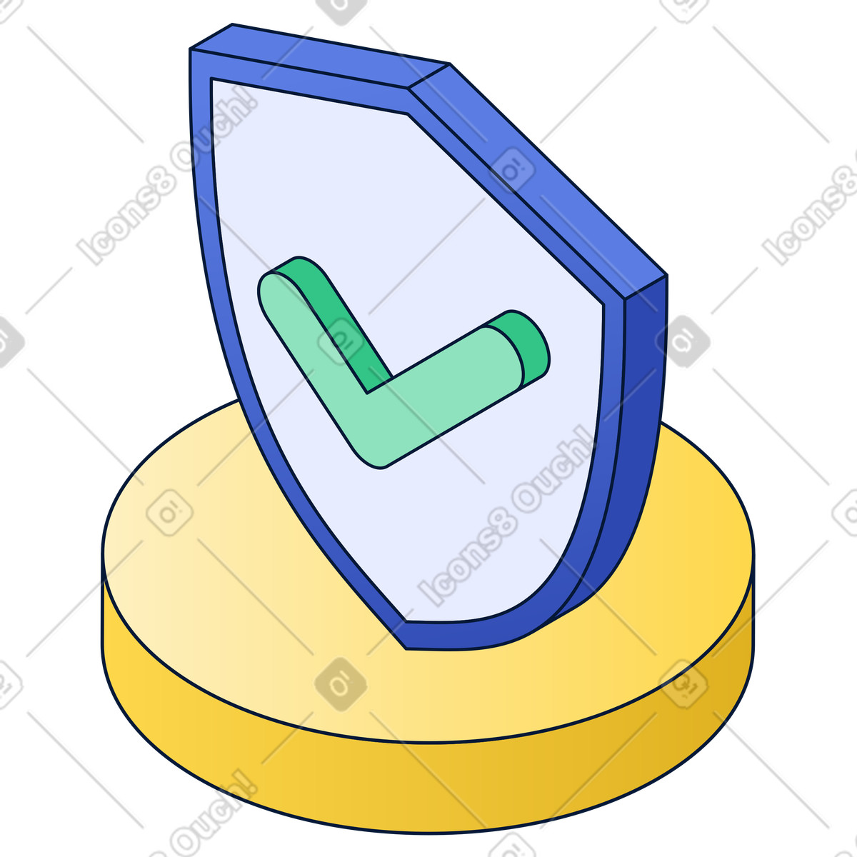 Shield badge with check mark, secure access confirmation illustration in Neat style download in PNG, SVG