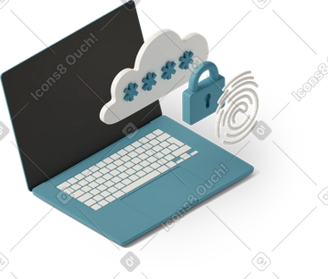 Laptop with password notification and lock icon PNG, SVG