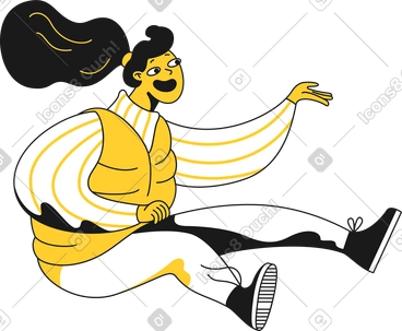 Sitting girl holding something in her hand PNG, SVG