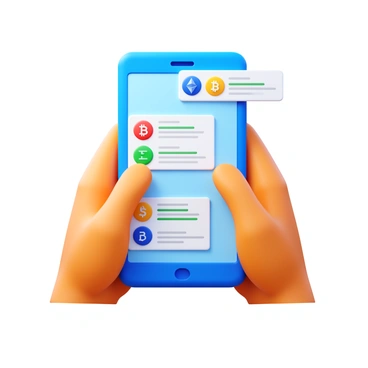 Two hands are holding a smartphone. The smartphone screen displays various digital currencies like Bitcoin, Ethereum, and Litecoin, each represented by their distinctive logos. Transaction notifications are popping up on the screen, showing details of recent transfers. The background is neutral to emphasize the smartphone and the hands.