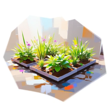 A section of the plant with biofilter beds covered in vegetation