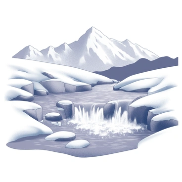 Melting snow causing a mountain stream to overflow, creating rapids