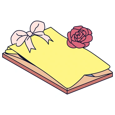 An old love letter, yellowed with age, is neatly folded and tied with a delicate, faded satin ribbon. The ribbon forms a soft bow at the front, adding a touch of elegance. Resting atop the letter is a dried rose, its petals curled and darkened, with a muted reddish hue. The letter and rose are placed on a simple wooden surface, enhancing the nostalgic feel of the scene.