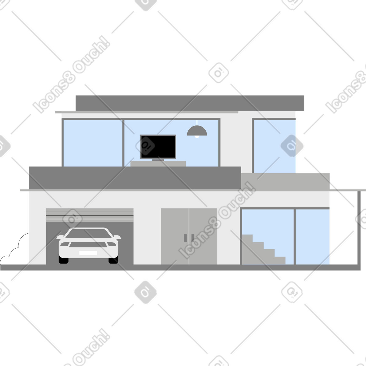 Illustration Maison moderne dans le style Tiny à télécharger aux formats PNG, SVG