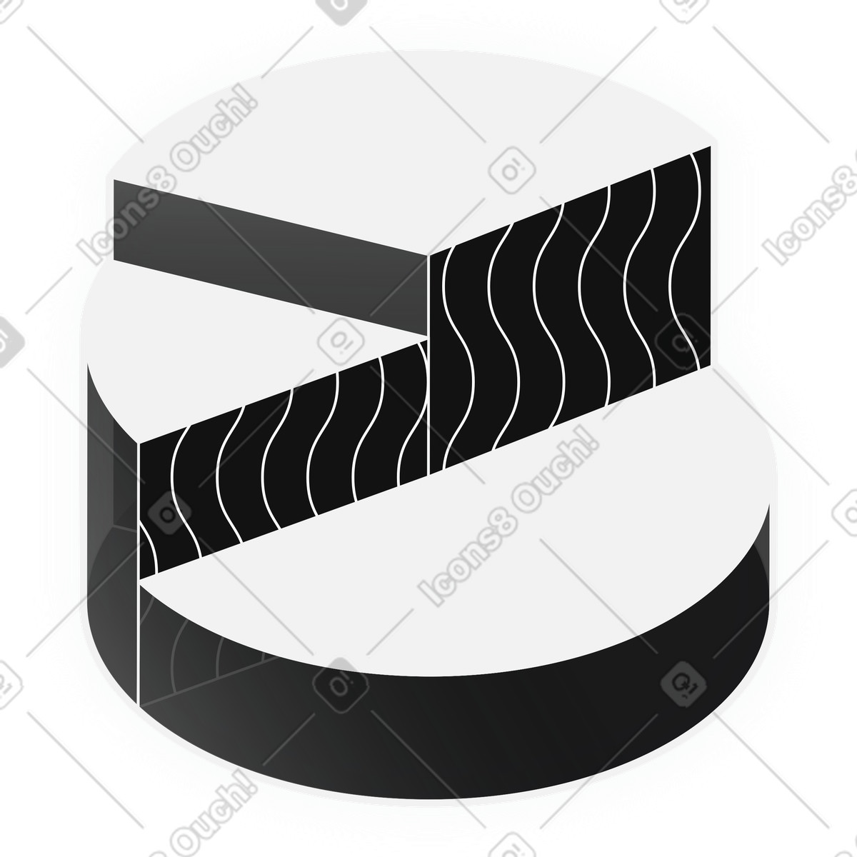 Business analytics pie graph in monochrome color scheme illustration Inverse style download PNG, SVG