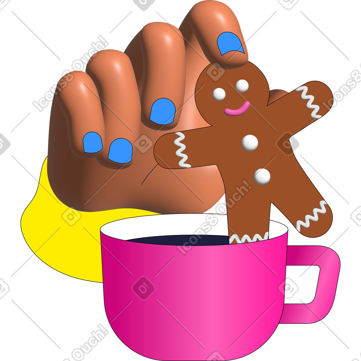 Pan di zenzero e una bevanda calda illustrazione in stile Pop scarica in PNG, SVG