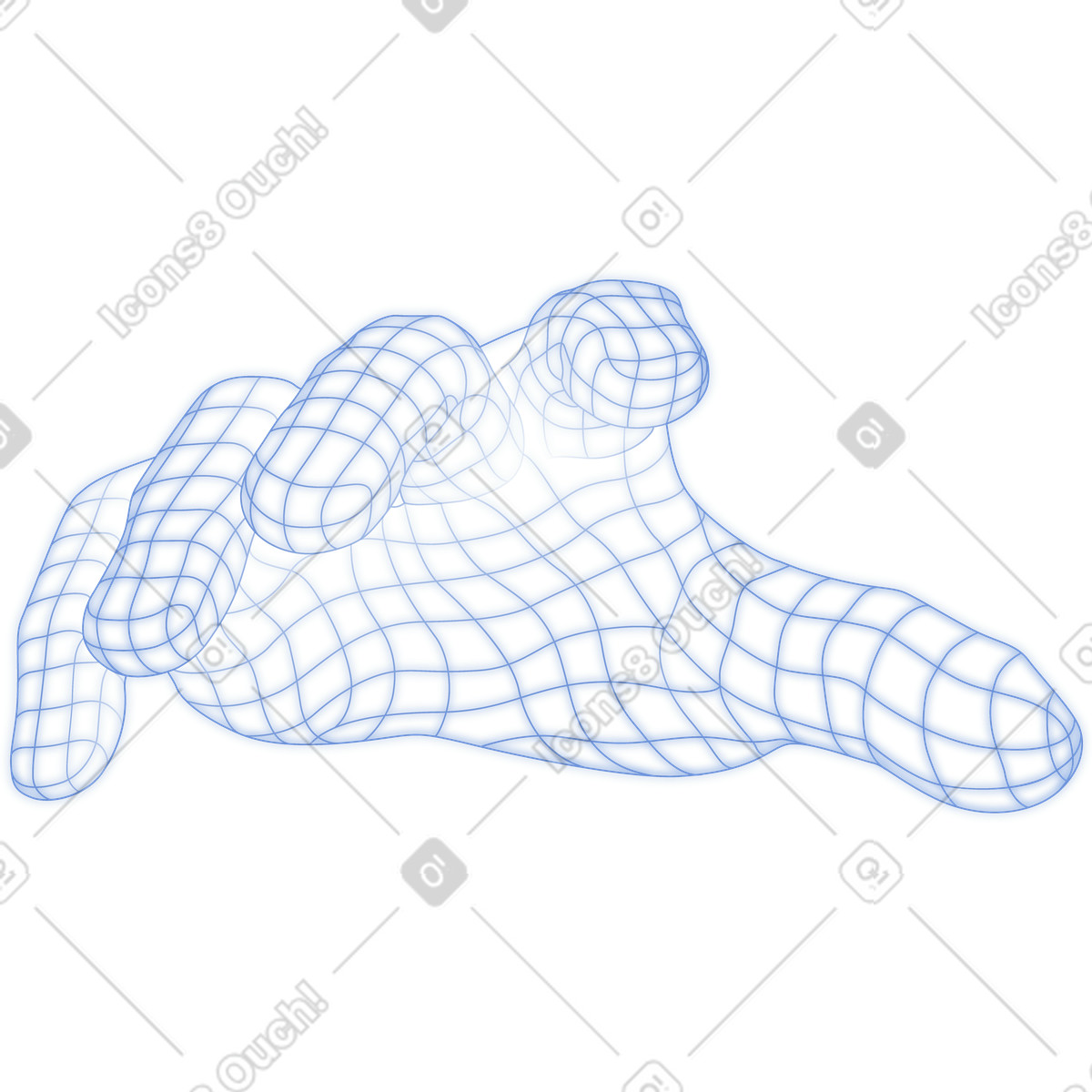 Ilustración Open mesh grid palm transparent en estilo Dimension a descargar en PNG y SVG