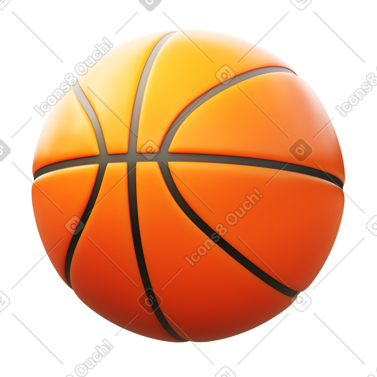 Basketball illustration in 3D Fluency style download in PNG, SVG