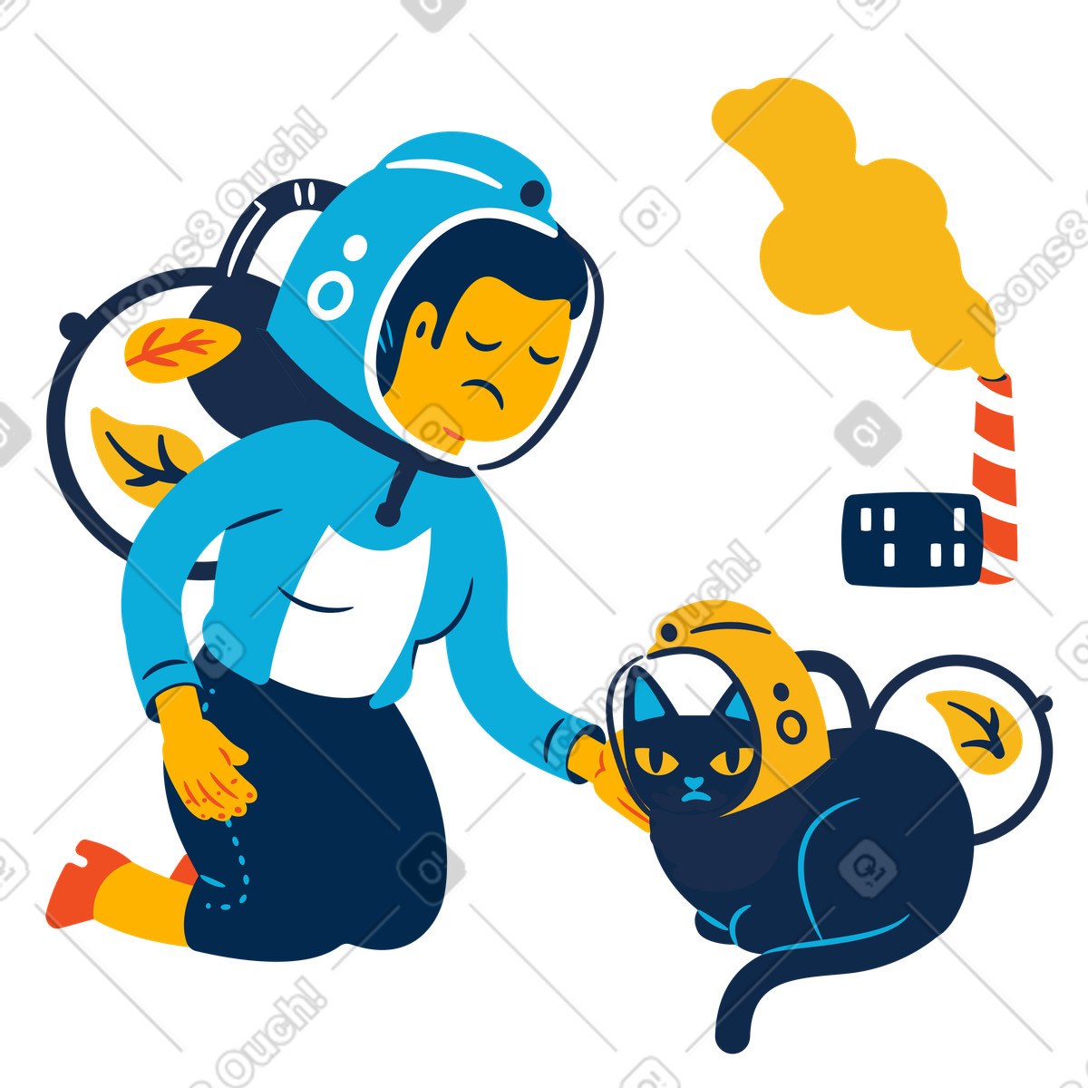 Ecological catastrophe illustration in Flame style download in PNG, SVG