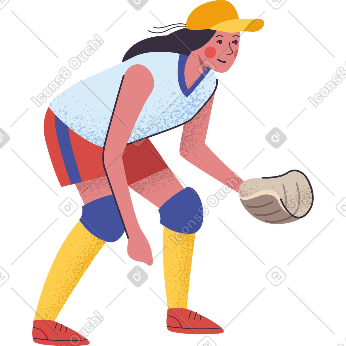 下载 Pale 风格的 垒球运动员 插画，支持 PNG、SVG 格式