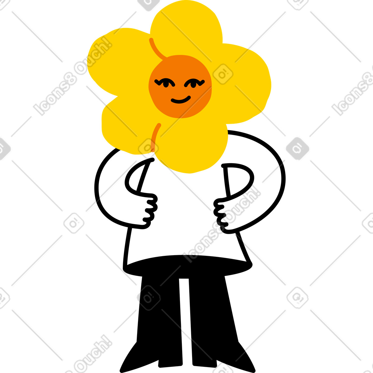 Personaggio con testa di fiore illustrazione in stile Giggle scarica in PNG, SVG