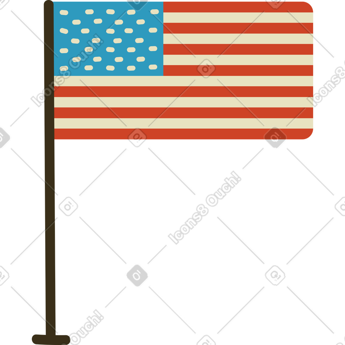Illustration Drapeau américain avec support dans le style Arabica à télécharger aux formats PNG, SVG