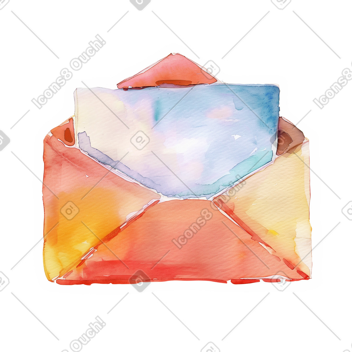 Watercolor 스타일의 편지가 담긴 봉투 일러스트레이션 PNG, SVG 다운로드