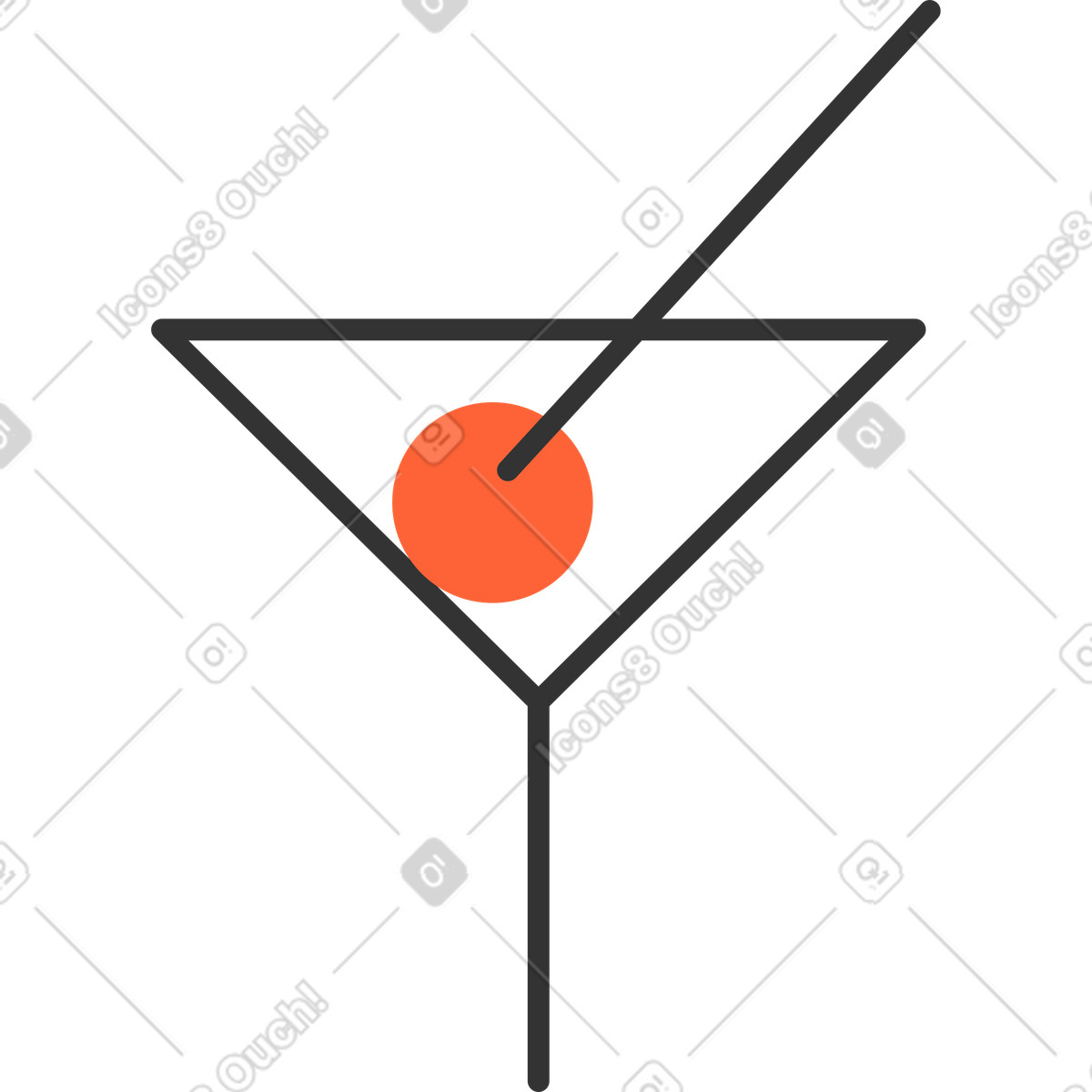 Glass with cherry illustration in Crayon style download in PNG, SVG