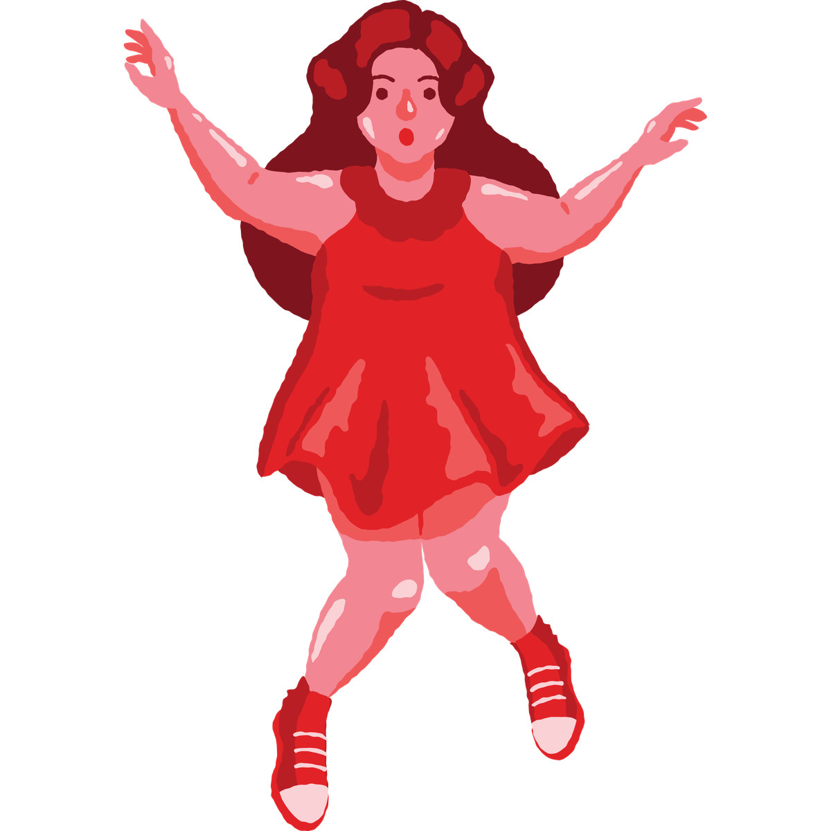 Chubby girl jumping frontv illustrazione in stile Cherry scarica in PNG, SVG