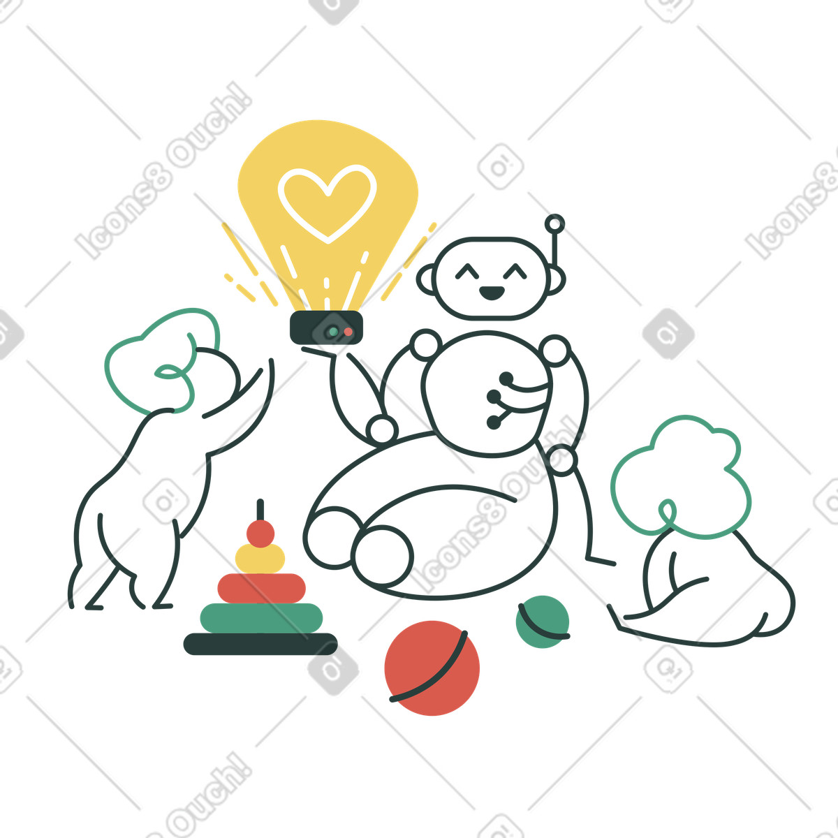 Cyber-tata illustrazione in stile Macaroni scarica in PNG, SVG