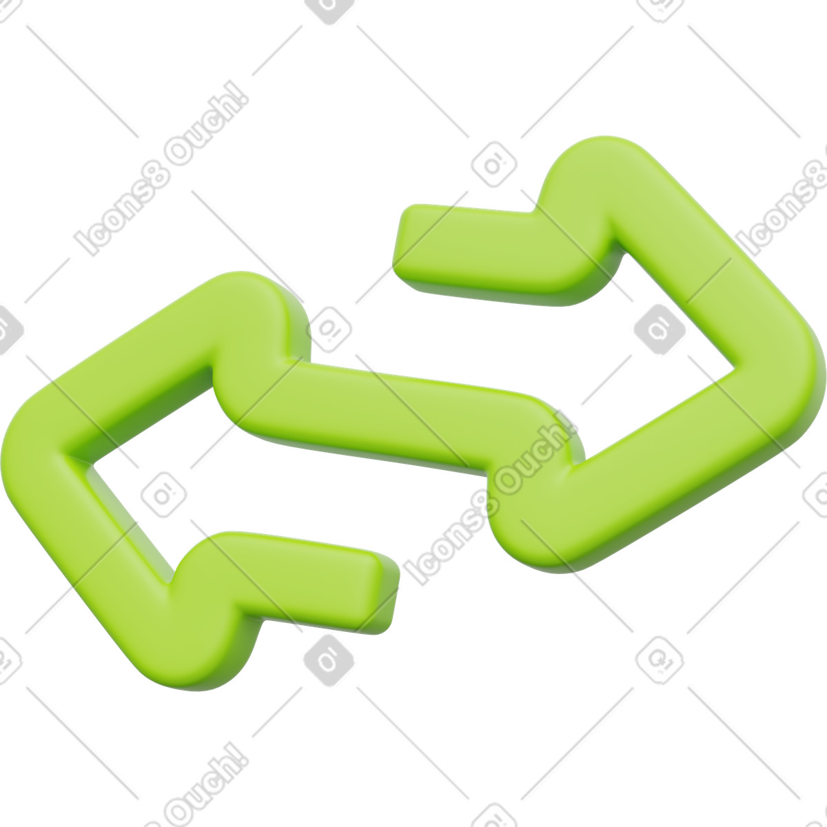 3D Playful 스타일의 Green exchange arrows, swap symbol, data transfer 일러스트레이션 PNG, SVG 다운로드