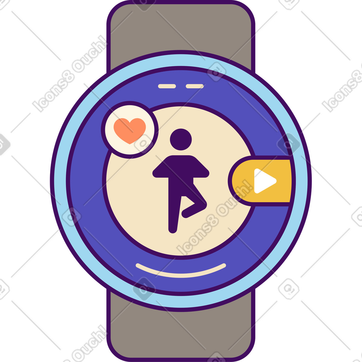 Simplistic 스타일의 피트니스 시계 일러스트레이션 PNG, SVG 다운로드