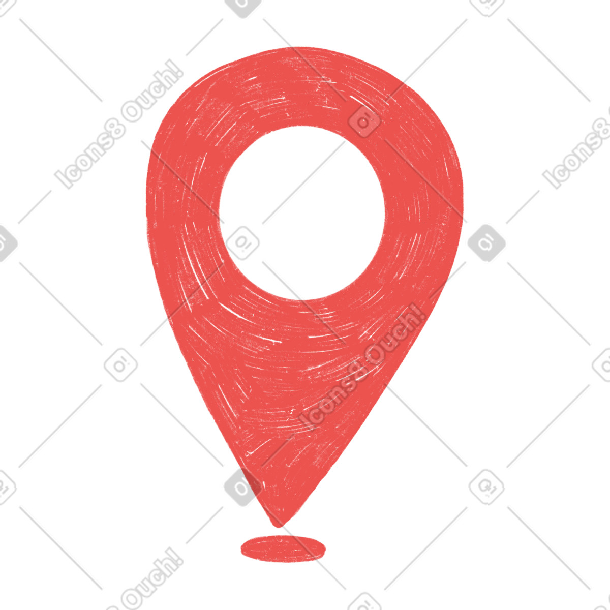 Red arrival or location marker on the map illustration in Biro style download in PNG, SVG