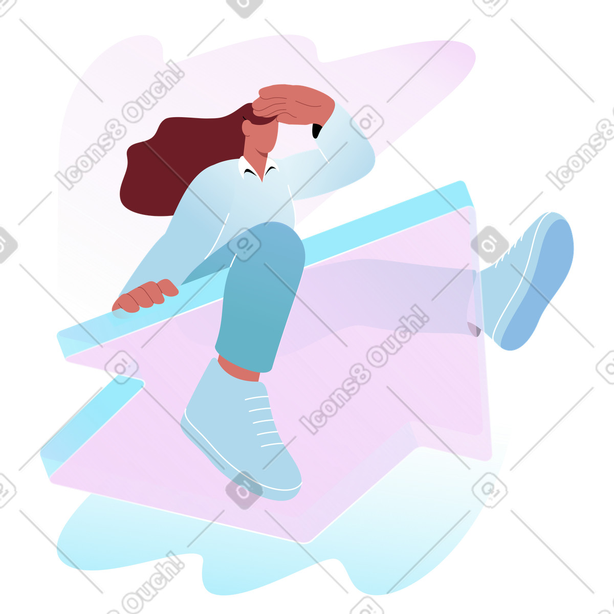 Riding forward on large arrow, Goal achievement and progress illustration in PNG, SVG