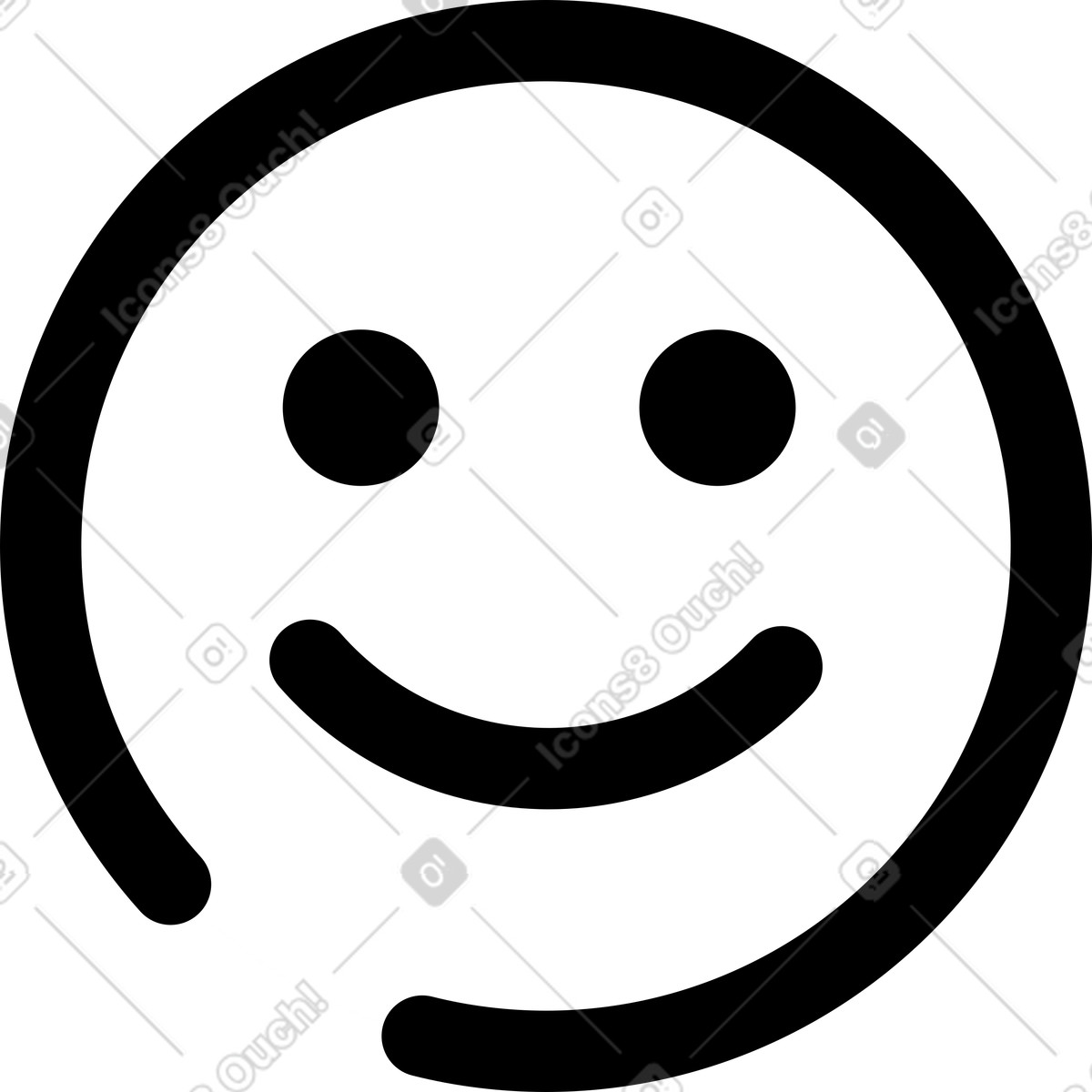 下载 Notion Line Art 风格的 Emoji smiley face minimal happy expression with bold circular outline 插画，支持 PNG、SVG 格式
