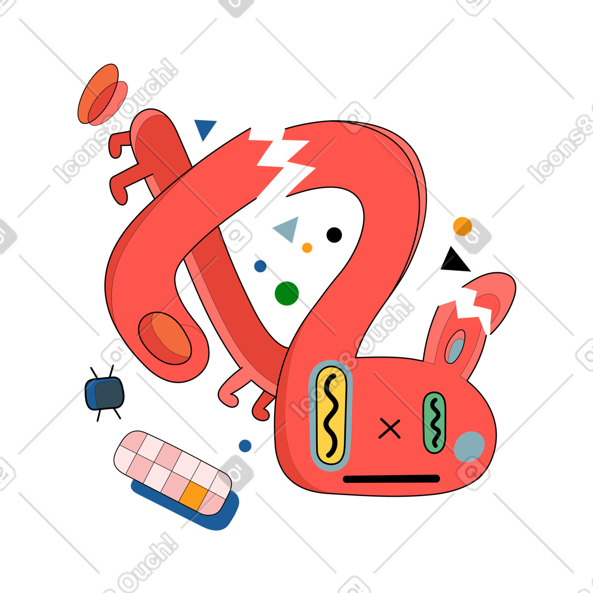 Surr スタイルの Fatal error or system failure concept, App crash critical fault のイラストをPNG、SVG形式でダウンロード