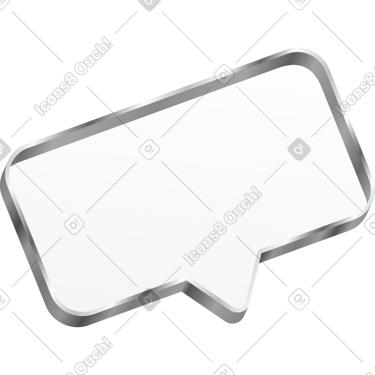 Transparent chat bubble with metallic border illustration in Token style download in PNG, SVG