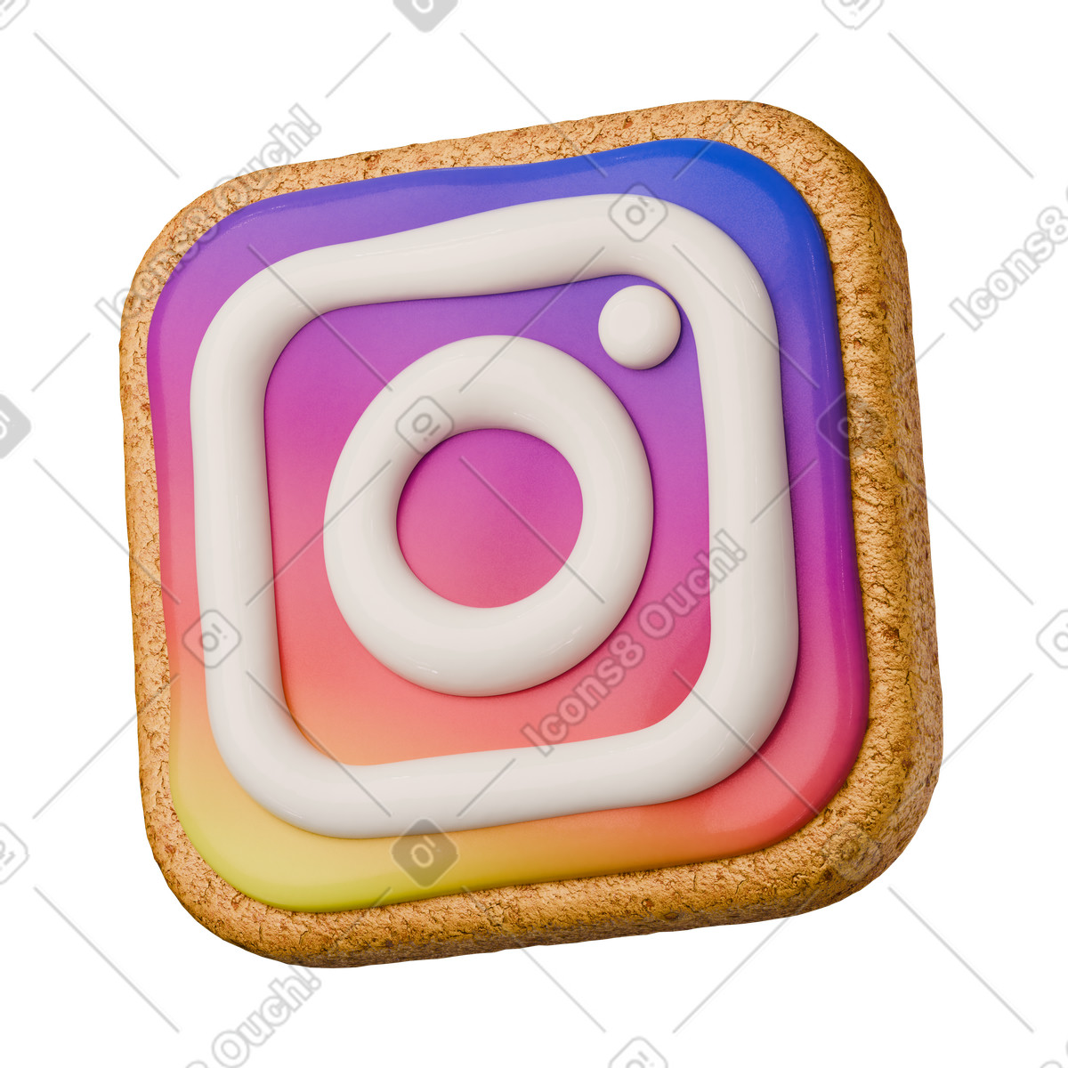 3D Stickle スタイルの Instagram logo cookie with glaze のイラストをPNG、SVG形式でダウンロード