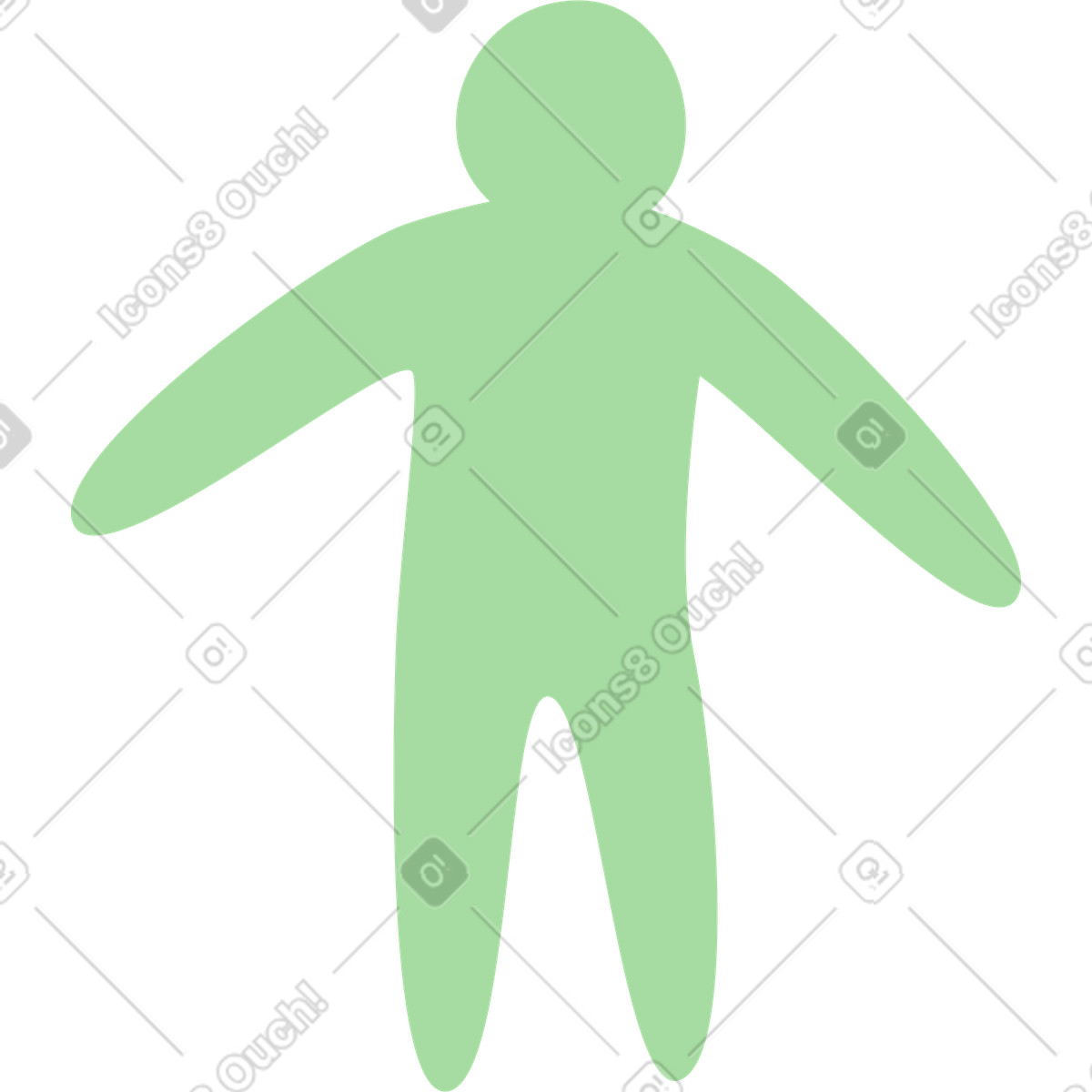 Organic スタイルの Silhouette human figure simple green shape with outstretched arms のイラストをPNG、SVG形式でダウンロード