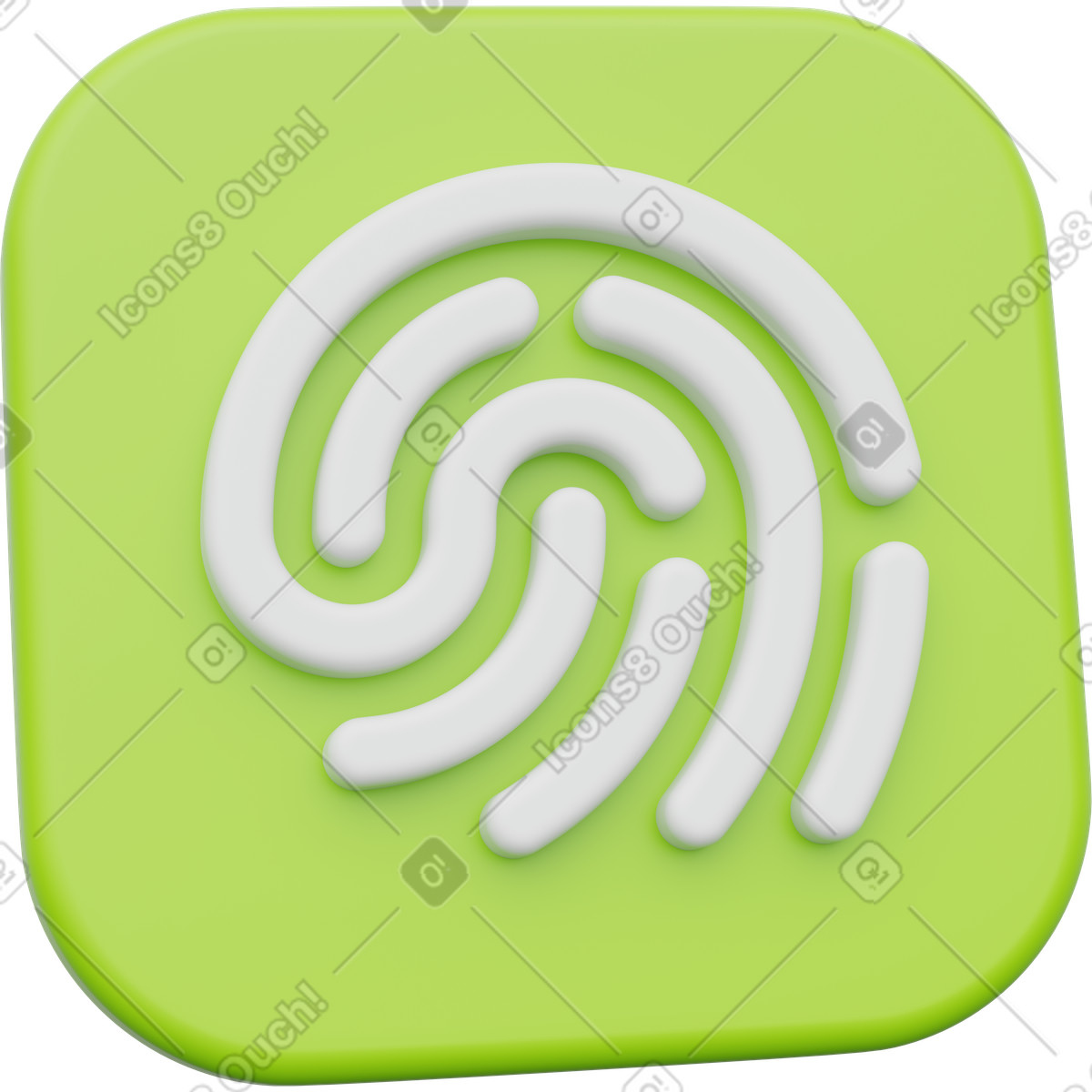 Icona dell'impronta digitale, autenticazione touch id, sicurezza biometrica illustrazione in stile 3D Playful scarica in PNG, SVG