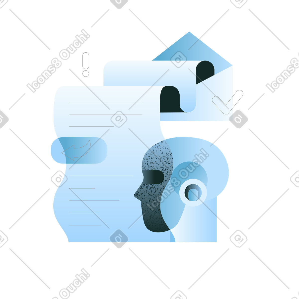 Bot ai che invia risposta via email, comunicazione automatizzata con i clienti illustrazione in stile Concept scarica in PNG, SVG