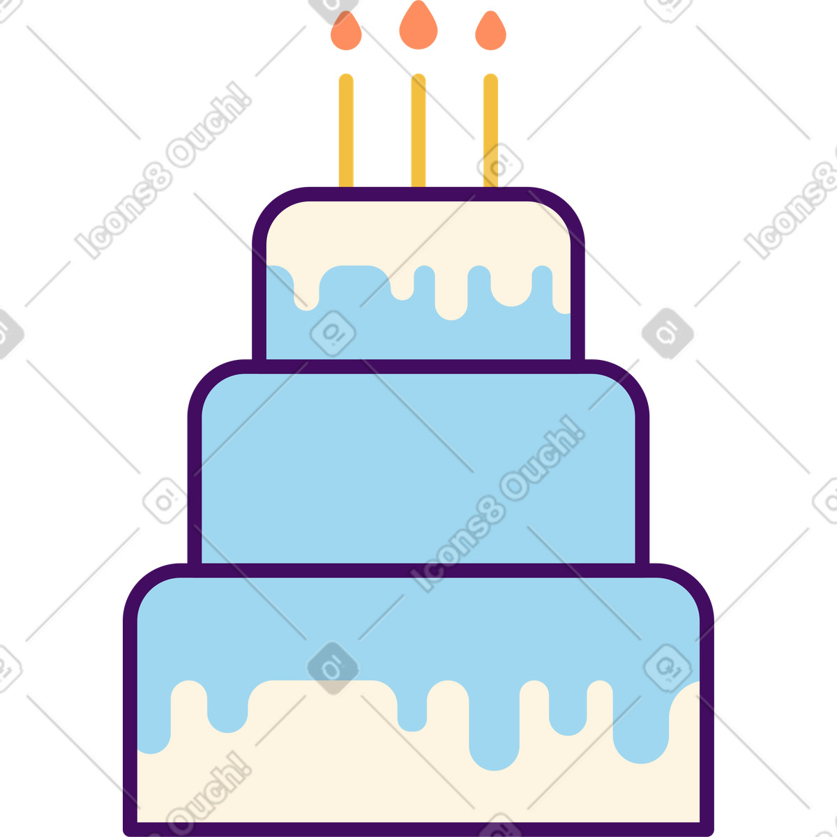 Torta di compleanno con candele illustrazione in stile Simplistic scarica in PNG, SVG