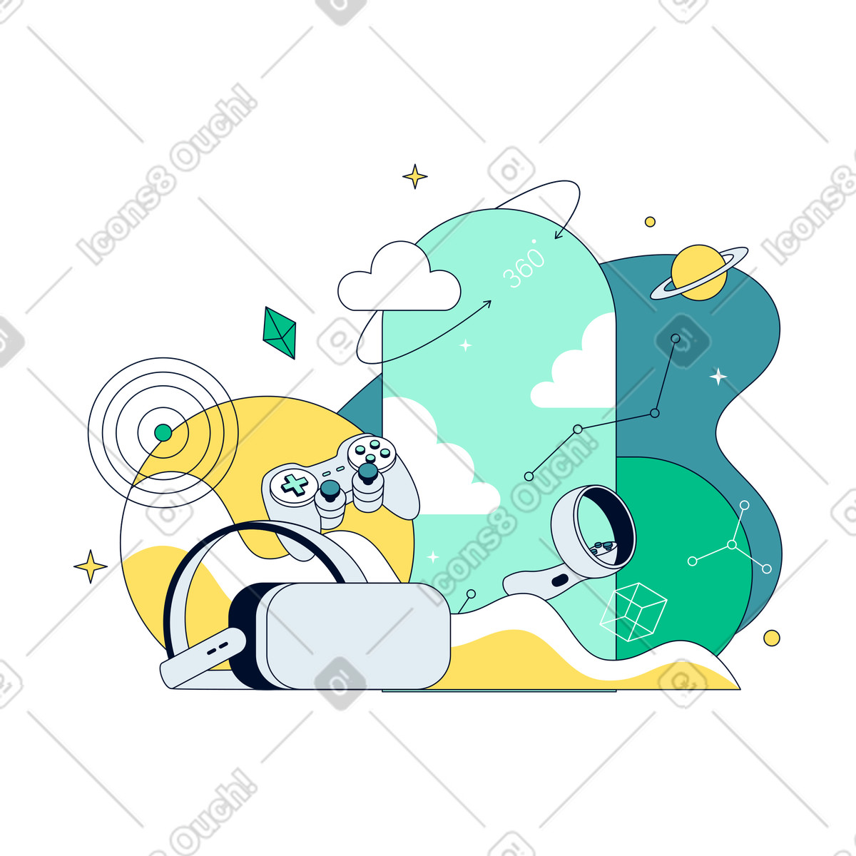 Virtual reality equipment illustration environment clipart high-quality graphics and vectors